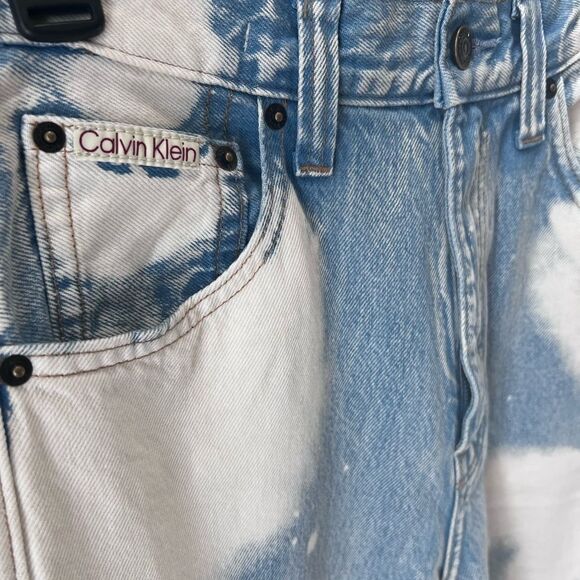 Calvin Klein Original Wide Leg jeans size W27 Blue White Cloud Pattern - Picture 9 of 15